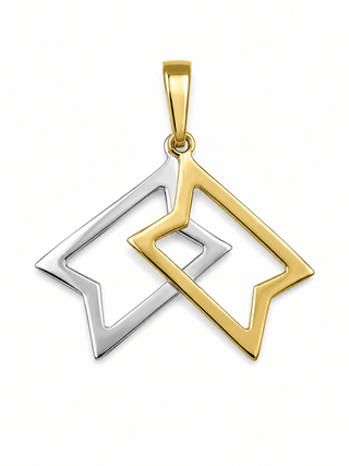 18K Two-Tone Gold Polished Two-Piece Star of David Pendant