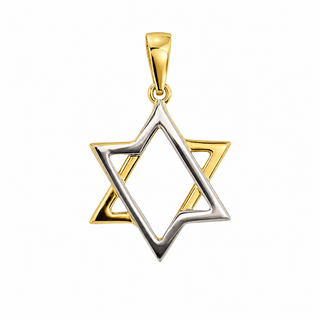 18K Two-Tone Gold Polished Two-Piece Star of David Pendant