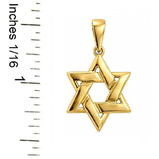 18K Solid Yellow Gold Interwoven Star of David Pendant