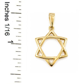 18K Solid Yellow Gold Convex Modern Star of David Pendant