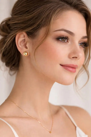 18k Solid Yellow Gold Polished 8mm Ball Post Earrings