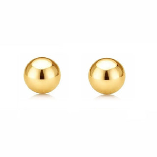 18k Solid Yellow Gold Polished 8mm Ball Post Earrings
