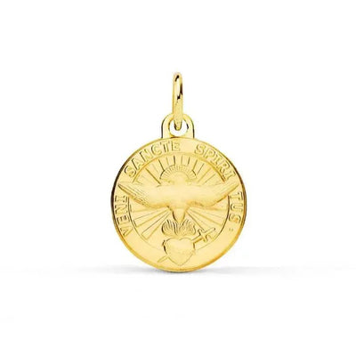 Medalha do Espírito Santo em Ouro Amarelo Maciço 18K, diâmetro de 14mm