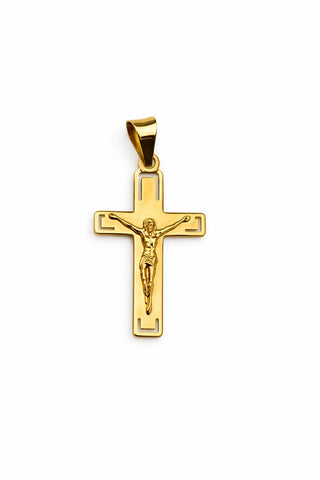 18K Yellow Gold Polished Flat Open Crucifix Pendant 
