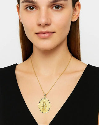 18K Solid Gold Large Miraculous Medal with Spanish Prayer
