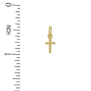 18K Solid Yellow Gold Small Flat Polished Cross Pendant