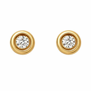 18K Yellow Gold Diamond Bezel Covered Screwback Earrings 