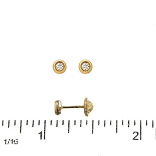 18K Yellow Gold Diamond Bezel Covered Screwback Earrings 
