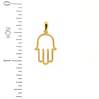 18K Yellow Gold Polished Open Hamsa Fatima Hand Pendant 