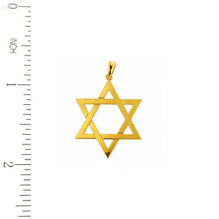 18K Solid Yellow Gold Polished Large Men Star David Pendant
