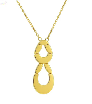 18K Yellow Gold Reversible Modern Open Teardrop Necklace