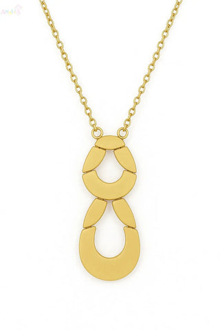 18K Yellow Gold Reversible Modern Open Teardrop Necklace