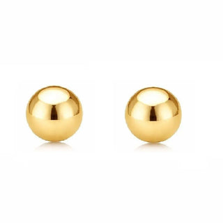 18k Solid Yellow Gold 10mm Polished Ball Post Earrings 