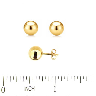 18k Solid Yellow Gold 10mm Polished Ball Post Earrings 