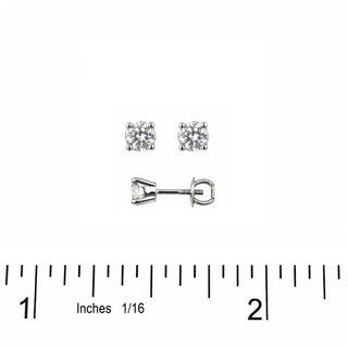 18K Solid White Gold 0.30 ct.Twt Diamond Screwback Earrings