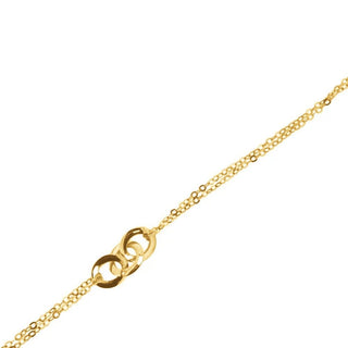 18K Yellow Gold Three Oval Polished Ring Chain Bracelet top view