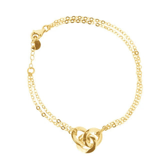 18K Yellow Gold Three Oval Polished Ring Chain Bracelet 