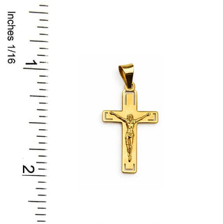18K Yellow Gold Polished Flat Open Crucifix Pendant