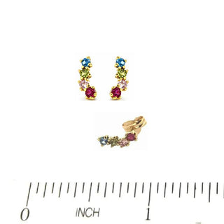18K Gold Small Multicolor Zirconia Crawler Earrings