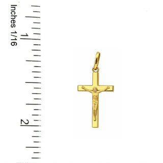 18k Solid Yellow Gold Tiny Polished Crucifix Pendant