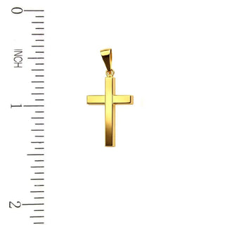 18K Solid Yellow Gold Polished Square Tube Cross Pendant