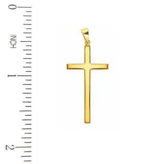 18K Solid Yellow Gold Polished Flat Tube Cross Pendant