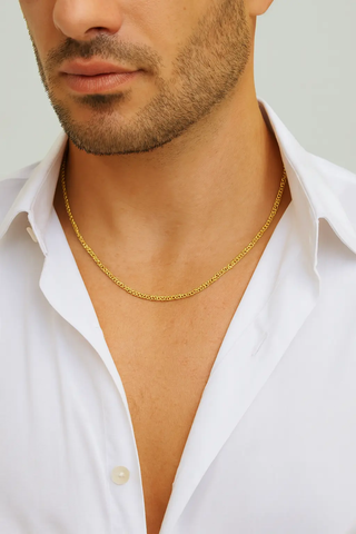 18K Solid Yellow Gold Polished Thin Tiger Eye Chain