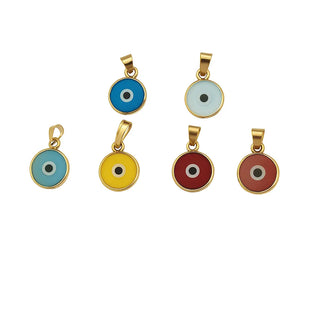 18k Solid Yellow Gold Murano Glass Evil Eye Pendant
