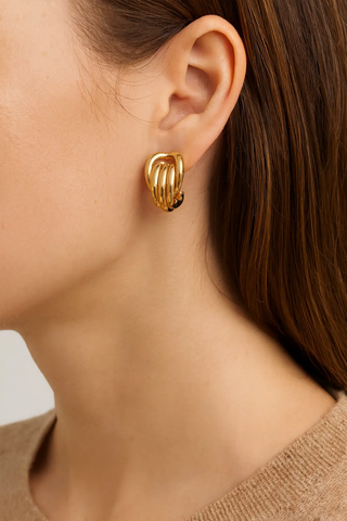 18K Solid Yellow Gold Lightweight Cascade Tube Earrings