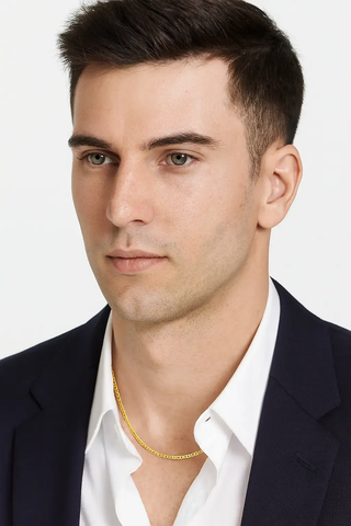 18K Solid Yellow Gold Polished Thin Marine Link Chain