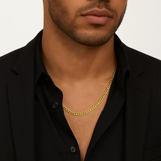 18K Solid Yellow Gold Polished Thin Hollow Curb Chain (Copy)