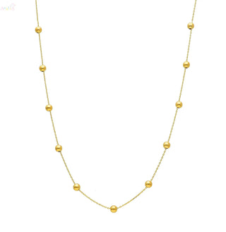 18K Solid Yellow Gold Polished Bead Necklace