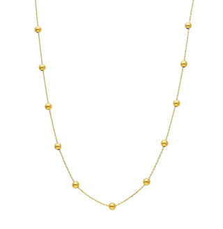 18K Solid Yellow Gold 4mm Polished Balls Necklace.