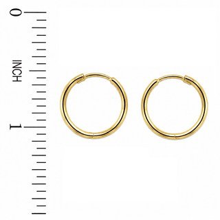 18K Solid Yellow Gold Thin Polished Hinged Hoop Earrings