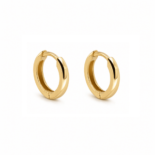 18k Solid Yellow Gold Casting Small Huggie Hoop Earrings
