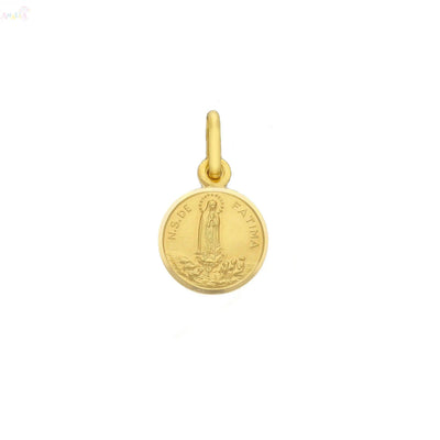 18 Karat Massives Gelbgold Unsere Liebe Frau von Fatima Medaille 11 mm