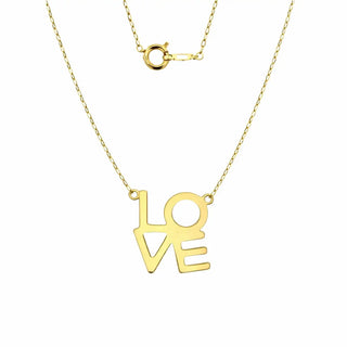 18K Solid Yellow Gold Centered Square Love Necklace