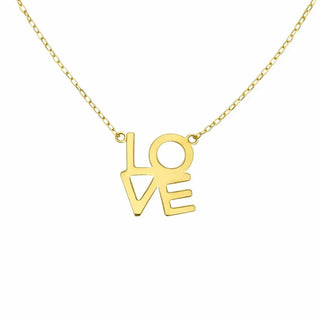 18K Solid Yellow Gold Centered Square Love Necklace