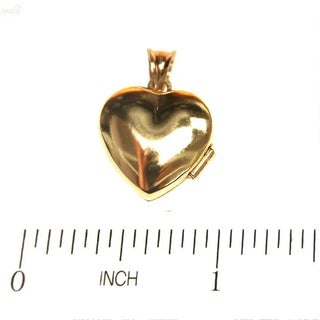 18K Solid Yellow Gold Heart-Shaped Photo Locket Pendant