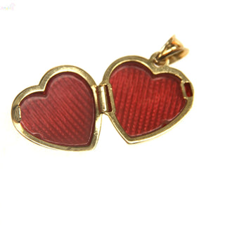 18K Solid Yellow Gold Heart-Shaped Photo Locket Pendant