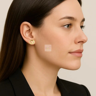18K Solid Yellow Gold Polished Square Tube Knot Post Earrings