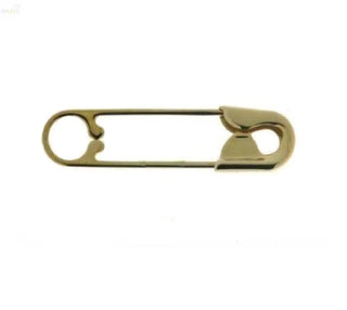 18K Solid Yellow Gold Wide and Short Plain Safety Pin Brooch