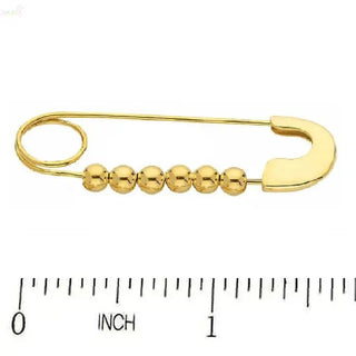 18K Solid Yellow Gold Extra Large Bead Safety Pin