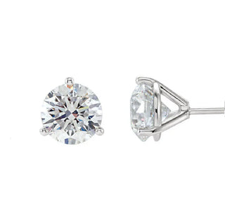 14K Solid White Gold 2 CT TWT Diamond Stud Earrings