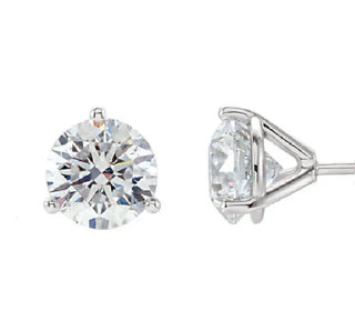 14K Solid White Gold 4 CT TWT Diamond Stud Earrings
