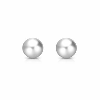 18K Solid White Gold 3.5 mm Half Ball Polished Post Earrings