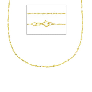18K Solid Yellow Gold Singapore Diamond Cut Thin Chain