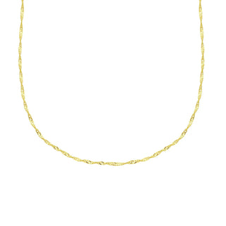 18K Solid Yellow Gold Singapore Diamond Cut Thin Chain
