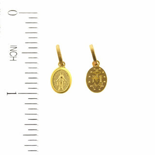18k Solid Gold Mini Miraculous Medal with Polished border