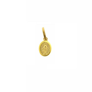 18k Solid Gold Mini Miraculous Medal with Polished border